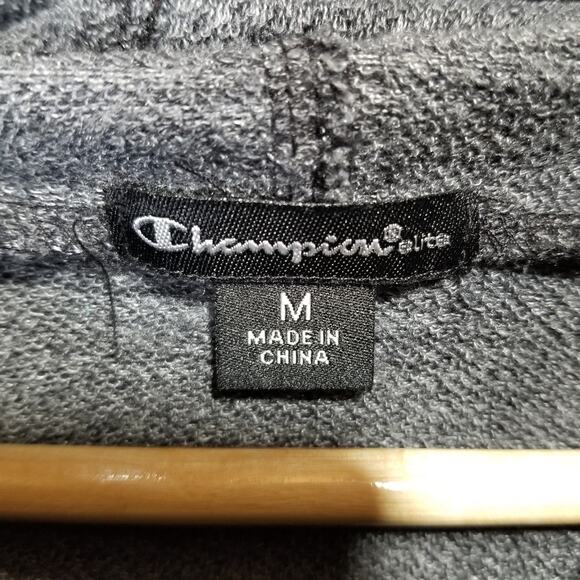 Champion Sweatshirt Womens Medium Gray Black Elite Funnel Neck Pullover Hoodie - Picture 5 of 7